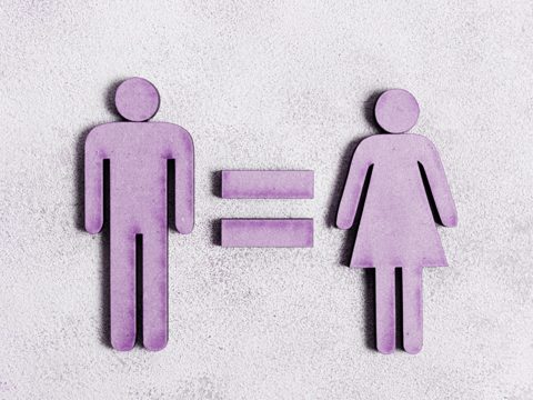 Man and woman equal rights in violet shades